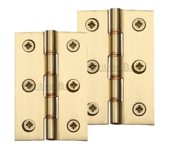 Heritage Brass 3 Inch Double Phosphor Washered Butt Hinges, Polished Brass (sold in pairs)