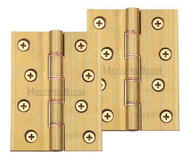 Heritage Brass 4 Inch Double Phosphor Washered Butt Hinges, Natural Brass (sold in pairs)