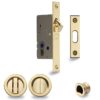 Heritage Brass Round Flush Handle Sliding Door Privacy Lock Set, Polished Brass