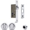 Heritage Brass Round Flush Handle Sliding Door Privacy Lock Set, Polished Chrome