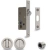 Heritage Brass Round Flush Handle Sliding Door Privacy Lock Set, Satin Nickel