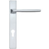 Zoo Hardware Rosso Maniglie Pavo Euro Lock Multi Point Door Handles On Narrow 220mm Backplate, Satin Chrome (sold in pairs)