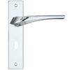 Zoo Hardware Rosso Maniglie Aries Door Handles On Backplate, Polished Chrome (sold in pairs)