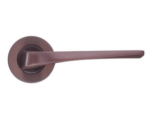 Zoo Hardware Rosso Maniglie Lyra Lever On Round Rose, Electro Coated Bronze (sold in pairs)