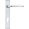 Zoo Hardware Rosso Maniglie Vela Euro Lock Multi Point Door Handles On Narrow 220mm Backplate, Satin Chrome (sold in pairs)
