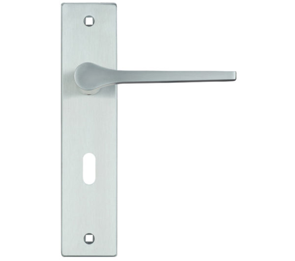 Zoo Hardware Rosso Maniglie Draco Door Handles On Backplate, Satin Chrome (sold in pairs)