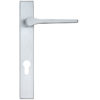 Zoo Hardware Rosso Maniglie Draco Euro Lock Multi Point Door Handles On Narrow 220mm Backplate, Satin Chrome (sold in pairs)