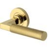 Heritage Brass Signac Knurled Door Handles On Round Rose, Polished Brass (sold in pairs)