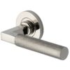 Heritage Brass Signac Knurled Door Handles On Round Rose, Polished Nickel (sold in pairs)