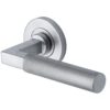 Heritage Brass Signac Knurled Door Handles On Round Rose, Satin Chrome (sold in pairs)