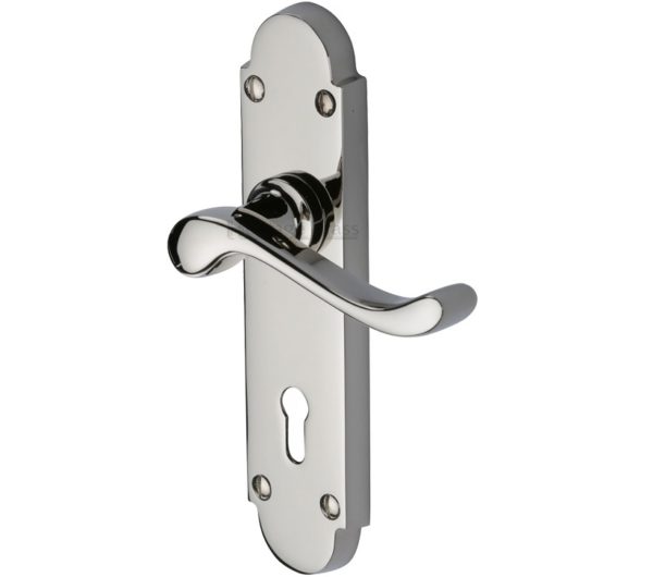 Heritage Brass Savoy Polished Nickel Door Handles (sold in pairs)