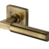 Heritage Brass Bauhaus SQ Antique Brass Door Handles On Square Rose (sold in pairs)