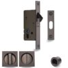 Heritage Brass Square Flush Handle Sliding Door Privacy Lock Set, Matt Bronze