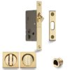 Heritage Brass Square Flush Handle Sliding Door Privacy Lock Set, Polished Brass