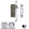Heritage Brass Square Flush Handle Sliding Door Privacy Lock Set, Polished Chrome