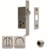 Heritage Brass Square Flush Handle Sliding Door Privacy Lock Set, Satin Nickel