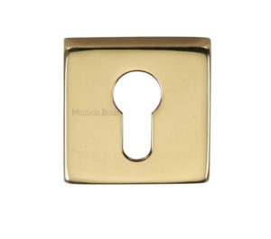Heritage Brass Euro Profile Square Key Escutcheon, Polished Brass