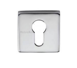 Heritage Brass Euro Profile Square Key Escutcheon, Polished Chrome