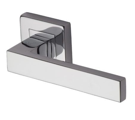 Heritage Brass Delta SQ Polished Chrome Door Handles On Square Rose (sold in pairs)