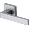 Heritage Brass Delta SQ Satin Chrome Door Handles On Square Rose (sold in pairs)
