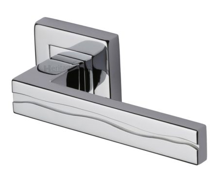 Heritage Brass Amazon Polished Chrome Door Handles On Square Rose (sold in pairs)