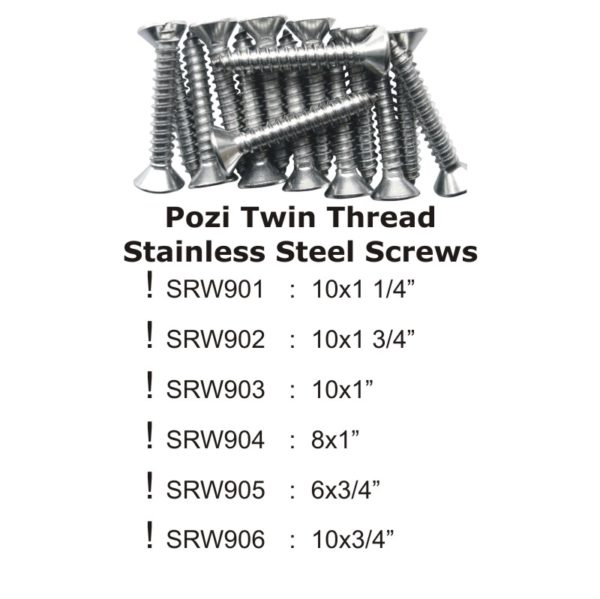 Pozi Twin Thread Stainless Steel Screws -10x1"