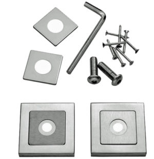Eurospec Square Rose Packs, 8mm x 52mm, Duo Finish Polished & Satin Stainless Steel