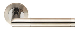Eurospec Treviri Satin Stainless Steel Or Dual Finish Polished & Satin Stainless Steel Door Handles (sold in pairs)