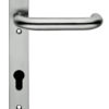 Eurospec Safety Lever Narrow Plate, 92mm c/c, Euro Lock, Stainless Steel Door Handles (sold in pairs)