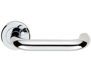 Serozzetta DDA Compliant Safety Door Handles On Round Rose, Polished Chrome - (sold in pairs)