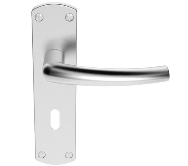 Serozzetta Dos Door Handles On Backplate, Satin Chrome (sold in pairs)