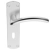 Serozzetta Tres Door Handles On Backplate, Satin Chrome (sold in pairs)