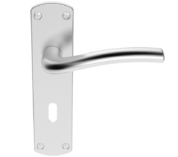 Serozzetta Cuatro Door Handles On Backplate, Satin Chrome (sold in pairs)