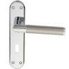 Serozzetta Scope Door Handles On Backplate, Dual Finish Polished Chrome & Satin Nickel (sold in pairs)