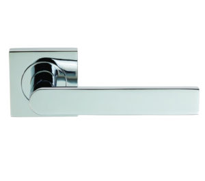 Serozzetta Edge On Square Rose, Polished Chrome Door Handles (sold in pairs)