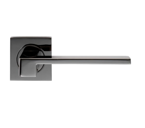 Serozzetta Equi Door Handles On Square Rose, Black Nickel - (sold in pairs)