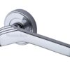 Heritage Brass Tiffany Art Deco Style Door Handles On Round Rose, Polished Chrome (sold in pairs)