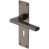 Heritage Brass Trident Low Profile Door Handles On Backplates, Matt Bronze - (sold in pairs)