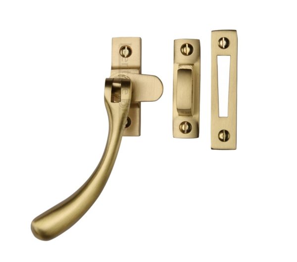 Heritage Brass Bulb End Mortice & Hook Plate Casement Fastener (128mm), Satin Brass