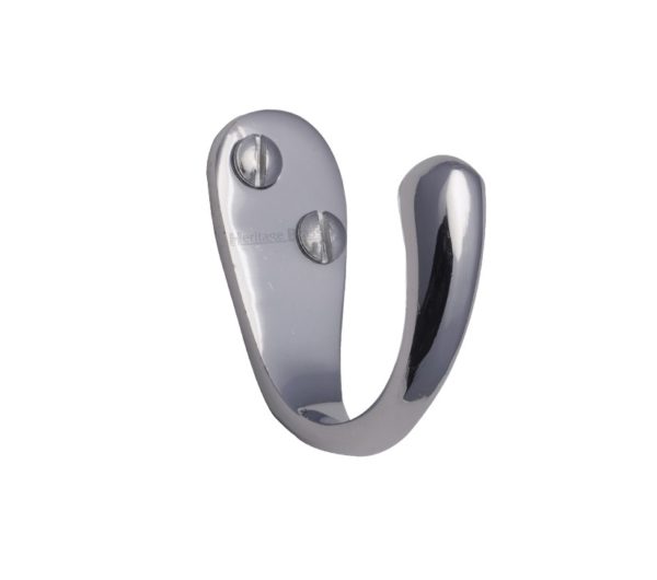 Heritage Brass Single Robe Hook (43mm Projection), Polished Chrome