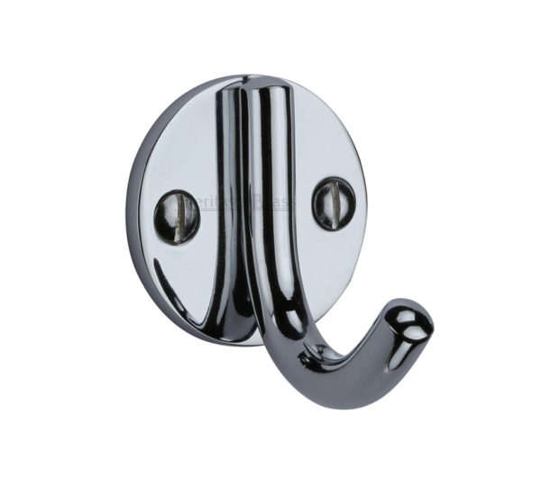 Heritage Brass Modern Single Robe Hook (52mm Height), Polished Chrome