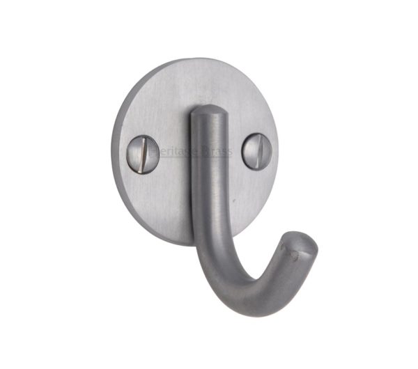 Heritage Brass Modern Single Robe Hook (52mm Height), Satin Chrome