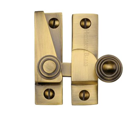 Heritage Brass Hook Plate Sash Fastener (69mm x 20mm), Antique Brass -