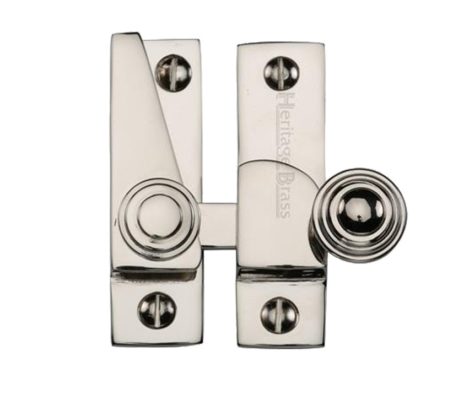 Heritage Brass Hook Plate Sash Fastener (69mm x 20mm), Polished Nickel -