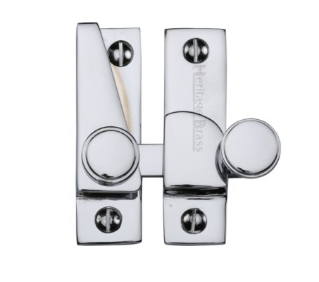 Heritage Brass Hook Plate Sash Fastener (69mm x 20mm), Polished Chrome