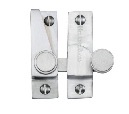 Heritage Brass Hook Plate Sash Fastener (69mm x 20mm), Satin Chrome