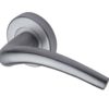 Heritage Brass Wing Satin Chrome Door Handles On Round Rose (sold in pairs)