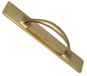 Heritage Brass Slim Pull Handle On 303mm Backplate, Polished Brass -