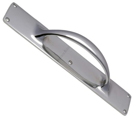 Heritage Brass Slim Pull Handle On 303mm Backplate, Polished Chrome -