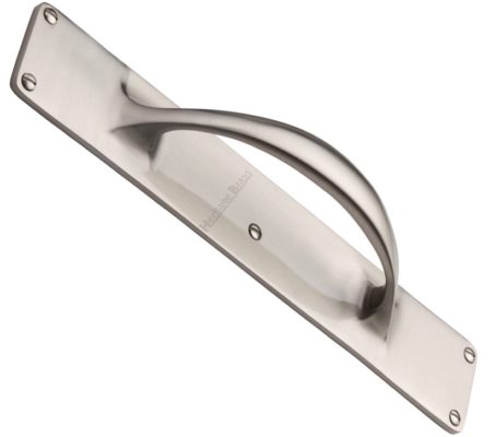 Heritage Brass Slim Pull Handle On 303mm Backplate, Satin Nickel -